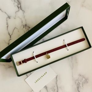 Longchamp Red Leather Tote Charm Bracelet